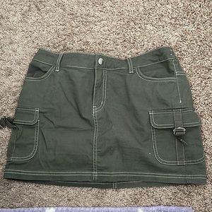 Army green mini skirt